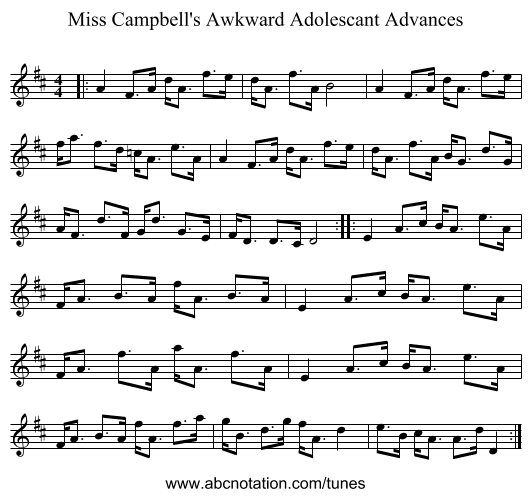 Miss Campbell's Awkward Adolescant Advances - staff notation