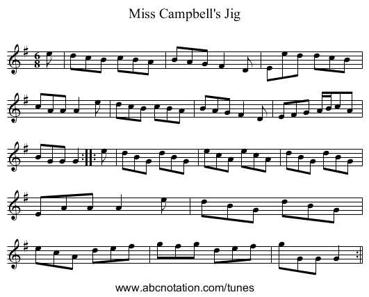 Miss Campbell's Jig - staff notation