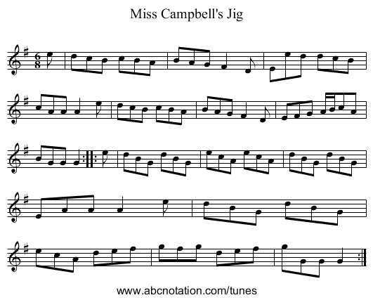 Miss Campbell's Jig - staff notation