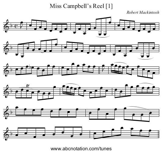 Miss Campbell’s Reel [1] - staff notation