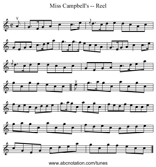 Miss Campbell's -- Reel - staff notation