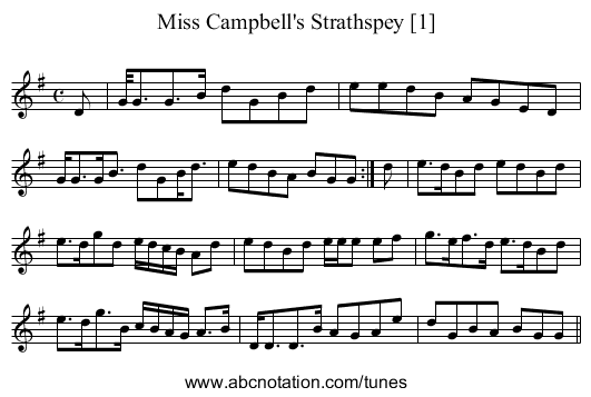 Miss Campbell's Strathspey [1] - staff notation