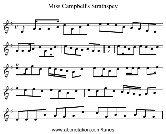 Miss Campbell's Strathspey - staff notation