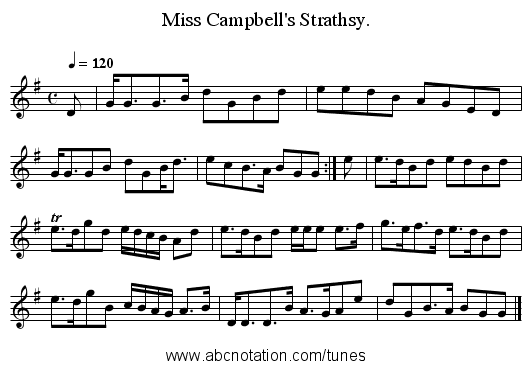 Miss Campbell's Strathsy. - staff notation