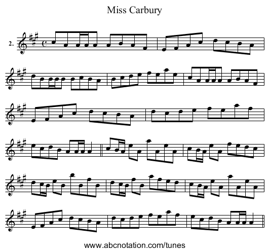 Miss Carbury - staff notation
