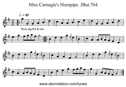 Miss Carnagie's Hornpipe. JBut.764 - staff notation