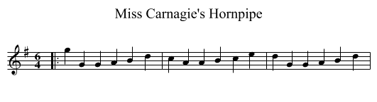 Miss Carnagie's Hornpipe - staff notation
