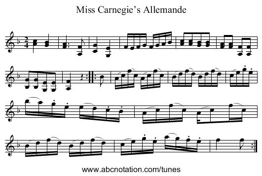 Miss Carnegie’s Allemande - staff notation