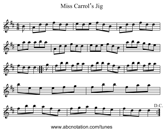 Miss Carrol’s Jig - staff notation