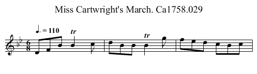 Miss Cartwright's March. Ca1758.029 - staff notation