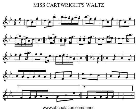 MISS CARTWRIGHT'S WALTZ - staff notation