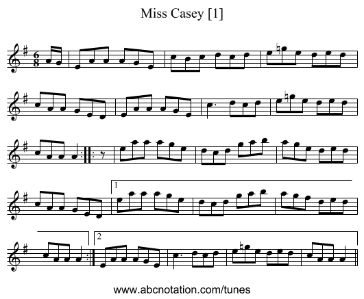 Miss Casey [1] - staff notation