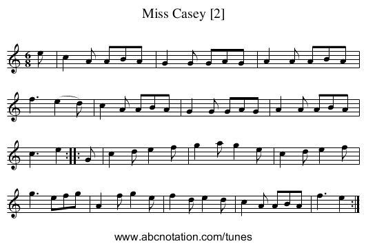 Miss Casey [2] - staff notation