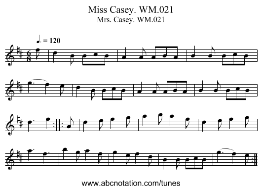 Miss Casey. WM.021 - staff notation