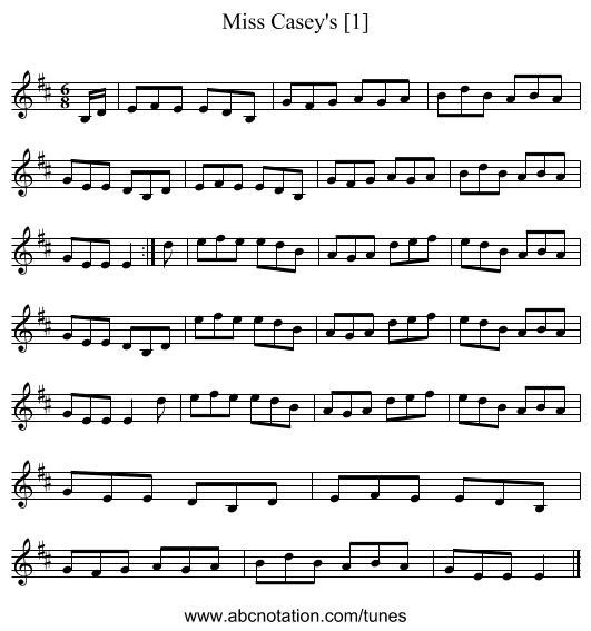 Miss Casey's [1] - staff notation