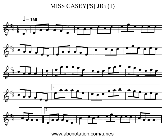 MISS CASEY['S] JIG (1) - staff notation