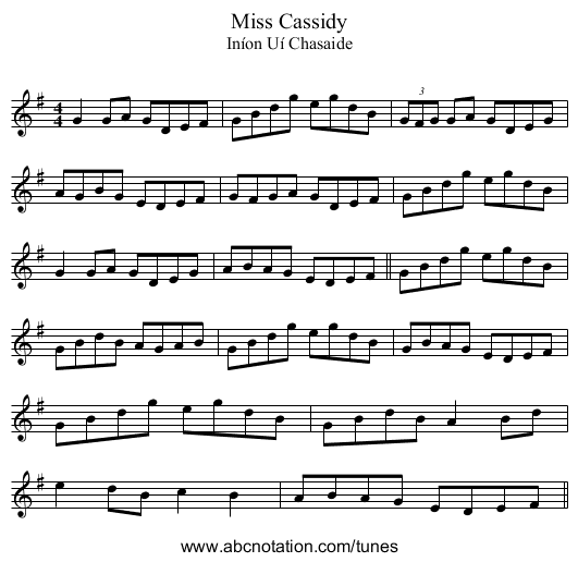 Miss Cassidy - staff notation