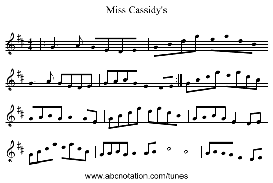 Miss Cassidy's - staff notation