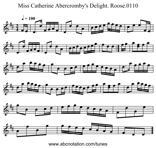Miss Catherine Abercromby's Delight. Roose.0110 - staff notation