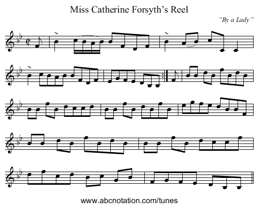 Miss Catherine Forsyth’s Reel - staff notation