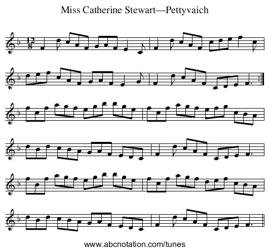 Miss Catherine Stewart—Pettyvaich - staff notation