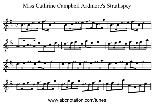 Miss Cathrine Campbell Ardmore's Strathspey - staff notation