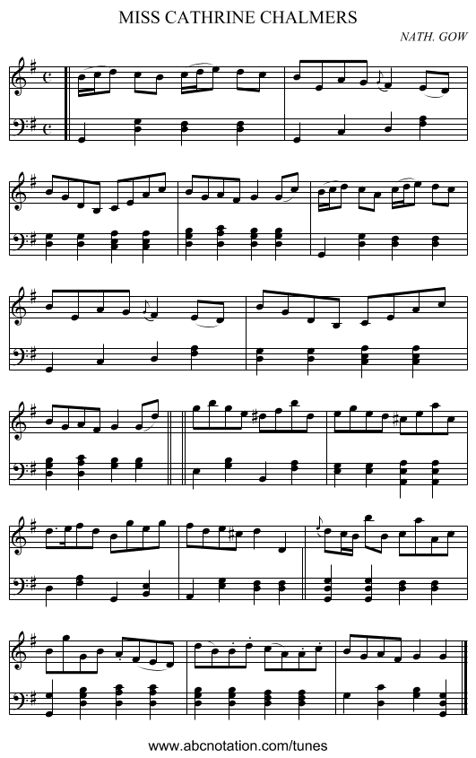 MISS CATHRINE CHALMERS - staff notation
