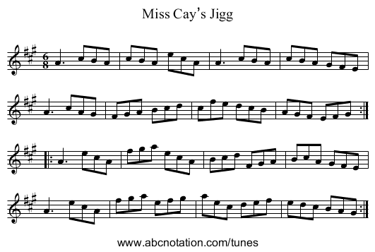 Miss Cay’s Jigg - staff notation