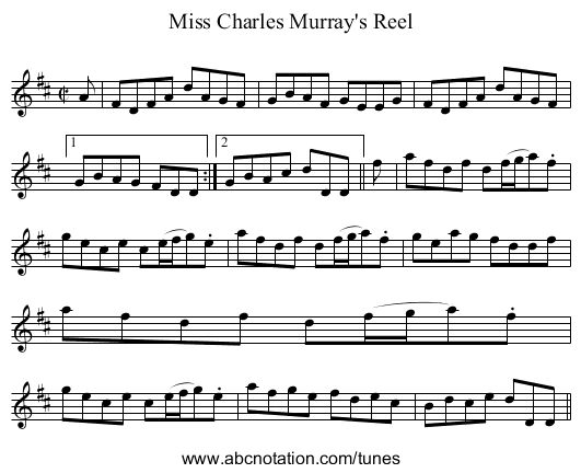 Miss Charles Murray's Reel - staff notation