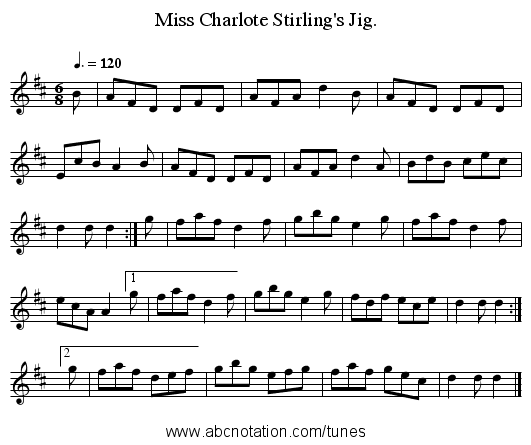 Miss Charlote Stirling's Jig. - staff notation