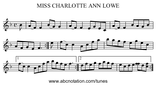MISS CHARLOTTE ANN LOWE - staff notation