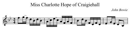 Miss Charlotte Hope of Craigiehall - staff notation
