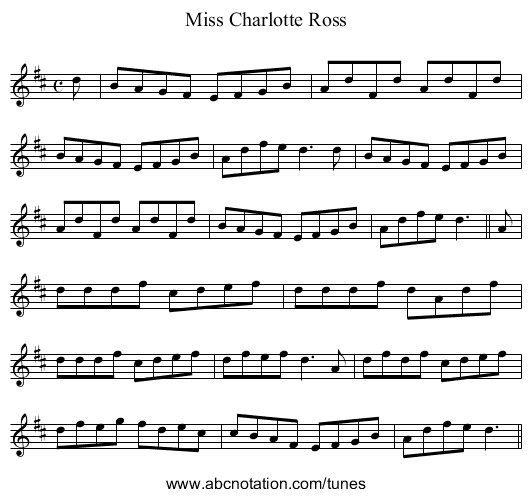 Miss Charlotte Ross - staff notation