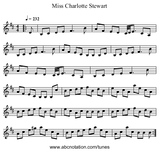 Miss Charlotte Stewart - staff notation