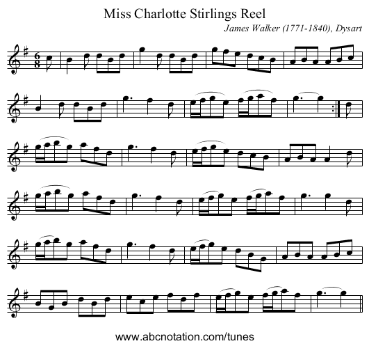 Miss Charlotte Stirlings Reel - staff notation