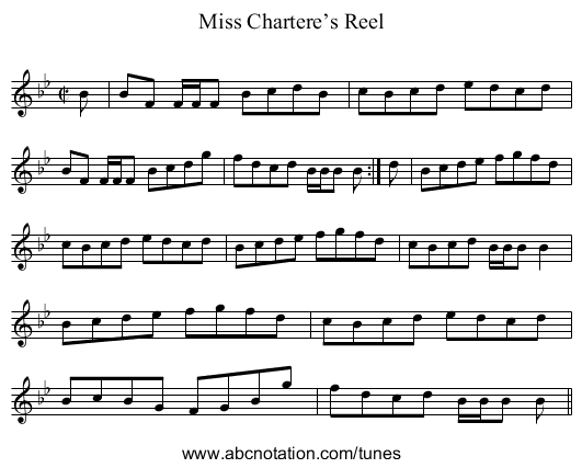 Miss Chartere’s Reel - staff notation