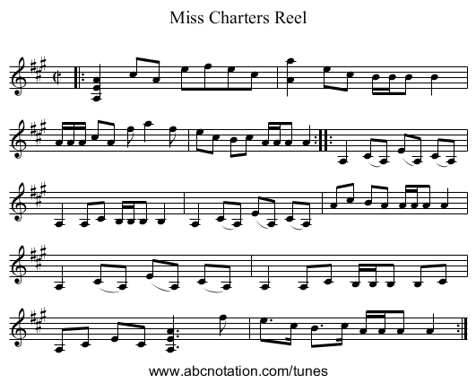Miss Charters Reel - staff notation