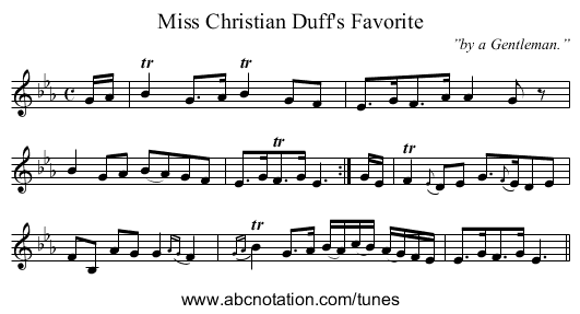 Miss Christian Duff's Favorite - staff notation