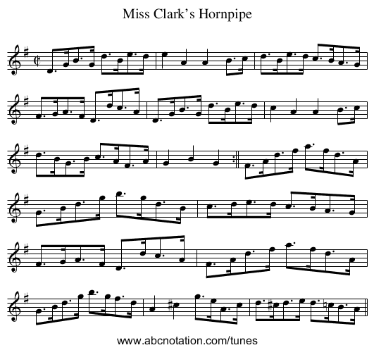 Miss Clark’s Hornpipe - staff notation