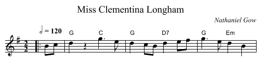 Miss Clementina Longham - staff notation