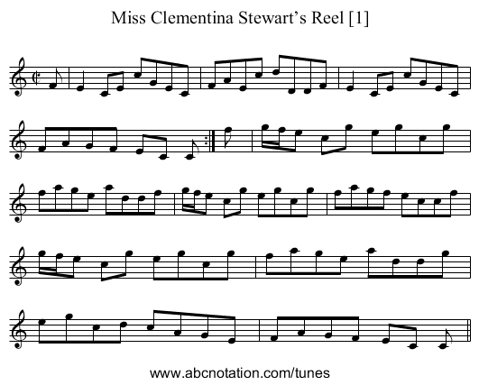 Miss Clementina Stewart’s Reel [1] - staff notation