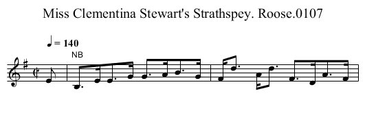 Miss Clementina Stewart's Strathspey. Roose.0107 - staff notation