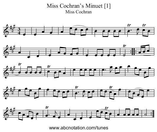 Miss Cochran’s Minuet [1] - staff notation