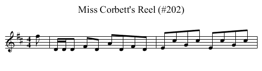 Miss Corbett's Reel (#202) - staff notation