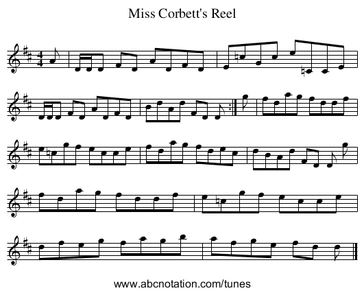 Miss Corbett's Reel - staff notation