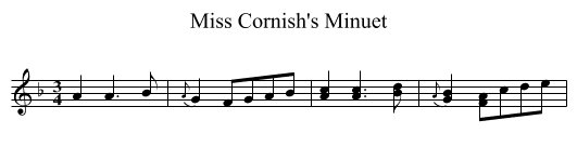 Miss Cornish's Minuet - staff notation