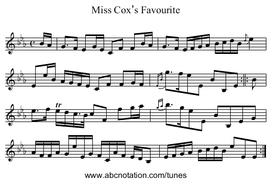 Miss Cox’s Favourite - staff notation
