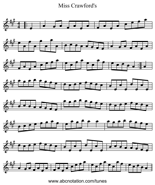 Miss Crawford's - staff notation