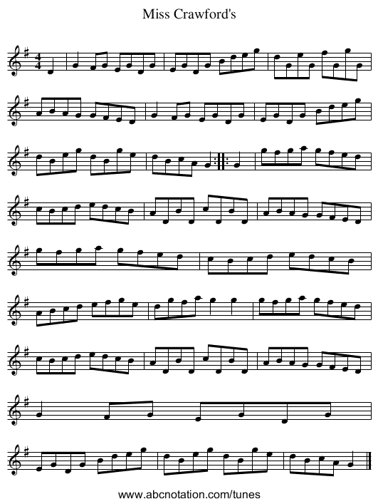 Miss Crawford's - staff notation