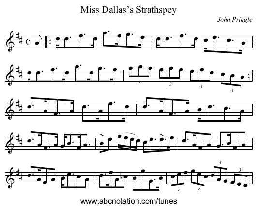 Miss Dallas’s Strathspey - staff notation